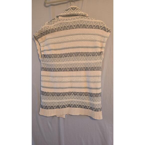 Chaps Sweater Womens Medium Beige Gray Shawl Collar Toggle Knit Cardigan Vest - Picture 8 of 8